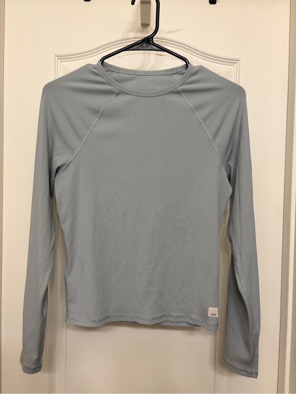 Vuori Long Sleeve Pose Crew Blue Haze Ribbed Fitted Top Size Small